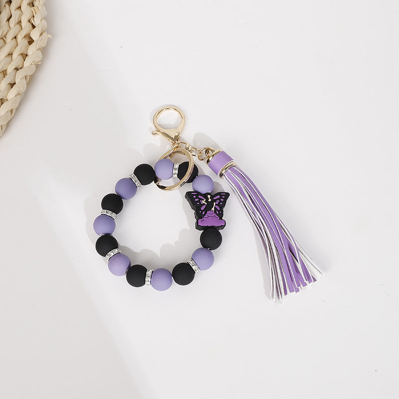 Wholesale 10pcs New Halloween Ghost Butterfly Fairy Silicone Tassel Wrist Keychain